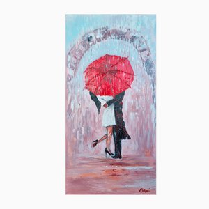 Valérie Dragacci, Un amour de parapluie, 2022, Öl auf Leinwand
