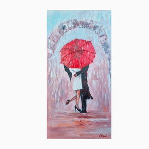 Valérie Dragacci, Un amour de parapluie, 2022, óleo sobre lienzo