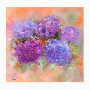 Martine Grégoire, Harmonie d’hortensias violets, 2021, Oil on Canvas