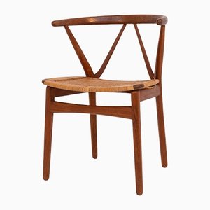 Vintage Wood and Wicker Chair by Hans J. Wegner
