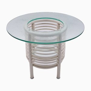 Table Ronde en Verre avec Étagère à Bouteilles, Italie, 1980s, Set de 3