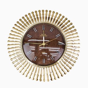 Mid-Century Modern German Brass Sunburst Wall Clock by Meister Anker, 1960s