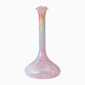 Vintage Pastel Polychrome Murano Glass Flower Vase, Italy