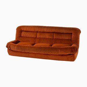 Italienisches Vintage Vintage Sofa in orangefarbenem Samt