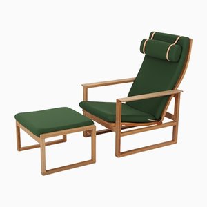 Model 2254 & 2248 Armchair & Stool by Børge Mogensen for Fredericia, Set of 2