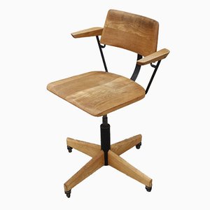 Beech & Steel Adjustable Desk Chair by Martin Stoll for Giroflex, Switzerland, 1950s