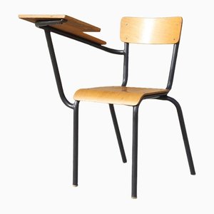 Steel & Wood Student Desk Chair by Jacques Hitier, France, 1950s