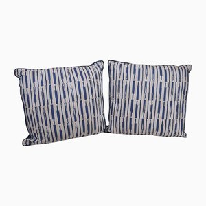 Handgefertigte Kelim Kissen aus blauer Wolle, 2er Set