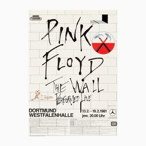 Poster del tour vintage originale dei Pink Floyd The Wall per Dortmund, Germania, 1981