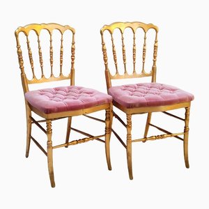 19th Century Gilt Wood Chiavari Chairs, Set of 2