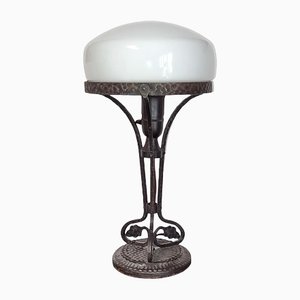 Art Nouveau Swedish Jugendstil Wrought Iron Strindberg Table Lamp
