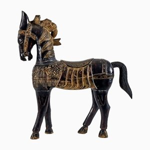 Cheval en Bois Sculpté et Peint