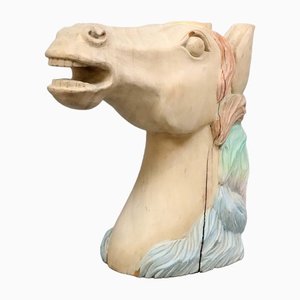 Tête de Cheval en Bois Sculpté