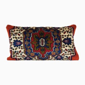 Vintage Handmade Red & Blue Oushak Cushion Cover
