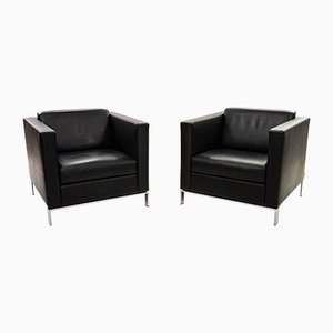 Black Leather Foster 500 Armchair by Norman Foster for Walter Knoll / Wilhelm Knoll, Set of 2