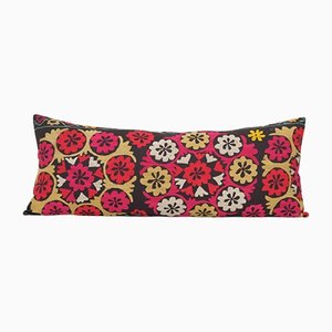 16 X 40 Vintage Ethnic Suzani Lumbar Pillow, Tribal Turkish Cushion