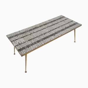 Mosaic Coffee Table With Brass Legs by Berthold Müller, Germany, 1950s