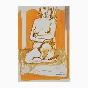 Leo Guida, Nude, Watercolor Painting, 1961