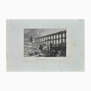 B. Metzeroth, Roman Aqueduct in Segovia, Lithograph, 19th-Century
