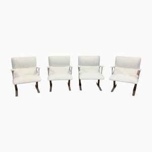 Fauteuils Mid-Century en Tissu Bouclette Blanc, Italie, 1970s, Set de 2