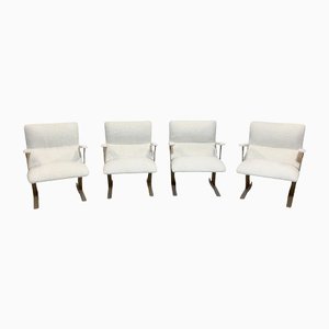 Mid-Century Modern Italian Armchairs in White Bouclette Fabric, 1970s, Set of 2