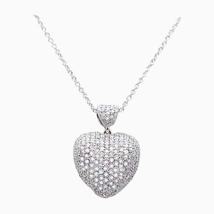 Collier avec pendentif en forme de coeur en or blanc 18 carats