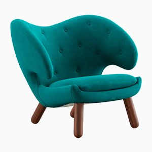 Pelican Stuhl aus Holz und Stoff von Finn Juhl für Design M