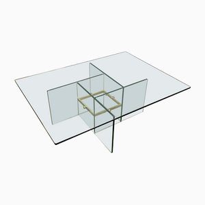 Glass & Brass Coffee Table from Fontana Arte, Italy, 1970s