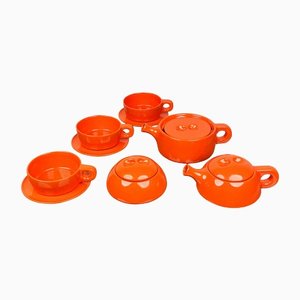 Orange Ceramic Tea Set by Liisi Beckmann for Gabbianelli, Italy, 1960s, Set of 6