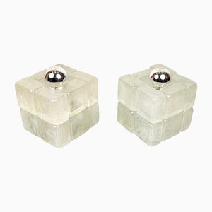 Murano Glass Cube Lamps by Albano Poli for Poliarte, Italy, 1970s, Set of 2