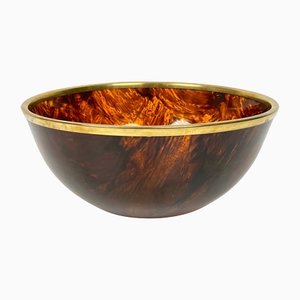 Tortoise Shell Effect Acrylic & Brass Bowl Centerpiece by Christian Dior, Italy, 1970s