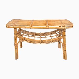 Bamboo & Rattan French Riviera Coffee Table, Italy, 1960s