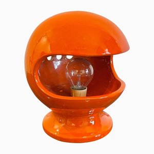 Lampada da tavolo Space Age in ceramica arancione di Enzo Bioli per Il Picchio, Italia, anni '60