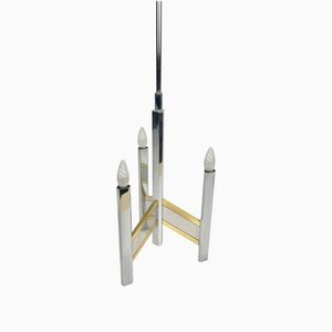 Brass & Chrome Pendant Light by Gaetano Sciolari, Italy, 1970s