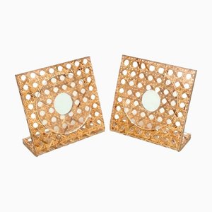 Acrylic & Rattan Squared Picture Frame, Italy, 1970s, Set of 2