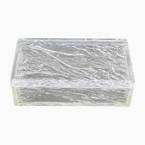Caja rectangular de acrílico con efecto hielo, años 70