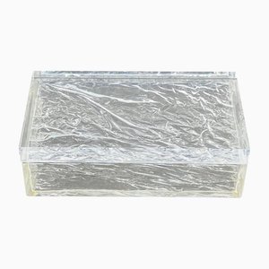 Italian Rectangular Box in Acrylic Glass with Ice Effect, 1970s