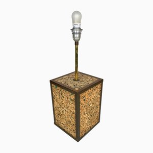 Cork & Brass Table Lamp, Italy, 1970s