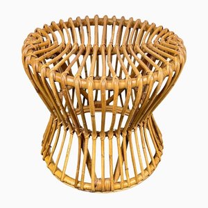 Mid-Century Modern Bambus Rattan Hocker, Italien, 1960er