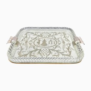 Italian Mirror-Engraved Murano Glass Serving Tray by Ercole Barovier, 1940s
