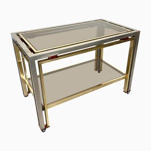 Cart Table in Chrome, Lucite and Brass by Romeo Rega, Italy, 1970s