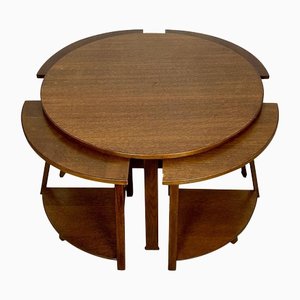 Tavolini a incastro in legno, Italia, anni '70, set di 5