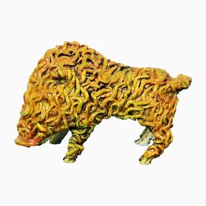 Italian Ceramic Boar Animal Sculpture by Gianluigi Mele, 1970s