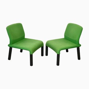 Green Plastic Fabric Armchairs, Italy, 1970s, Set of 2