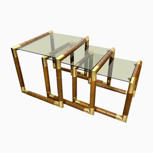 Italian Glass Nesting Tables, 1970s, Set of 3