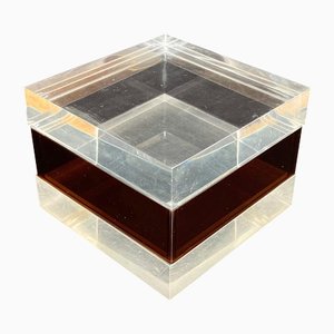 Mid-Century Modern Acrylic Cube Box, Italy, 1970s