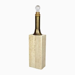 Marble Travertine & Brass Table Lamp by Fratelli Mannelli, Italy, 1970