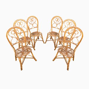 Italian Chairs in Rattan and Bamboo, 1960s, Set of 6