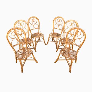 Italienische Stühle aus Rattan & Bambus, 1960er, 6er Set