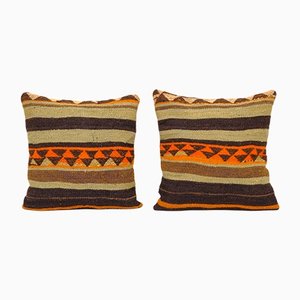Turkish Anatolian Kilim Pillow Covers, Set of 2